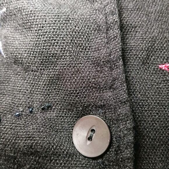 White Stag L 12/14 Black Button Front Jacket Embroidered Beaded Starburst Floral - Picture 8 of 9